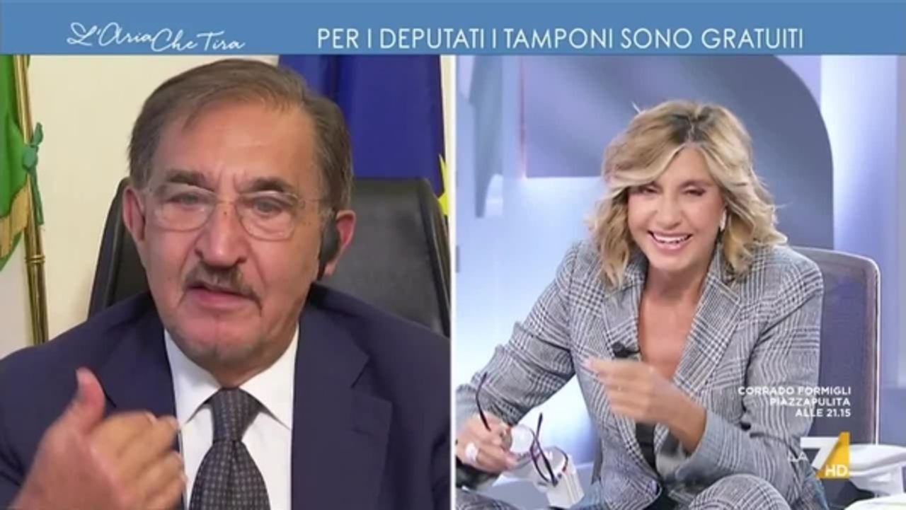 Siparietto tra Ignazio La Russa e Myrta Merlino: "Sì, la sento, la sento! Sì, la sento!", "Va beh, ragazzi! Ma cosa sono, le comiche?"