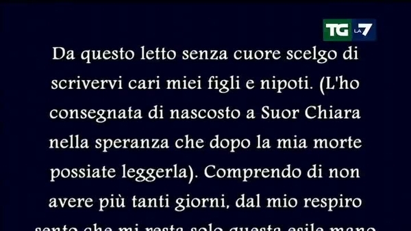 La lettera straziante di un anziano deceduto in una Rsa