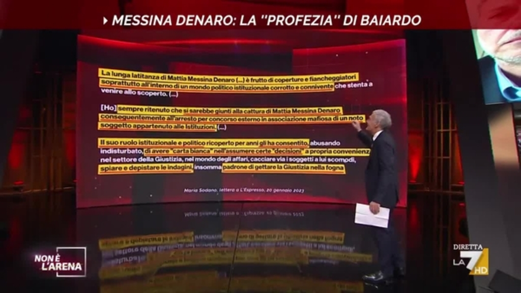 Il legame tra mafia e politica, Giletti legge la lettera di Maria Sodano,  moglie del prefetto Sodano.